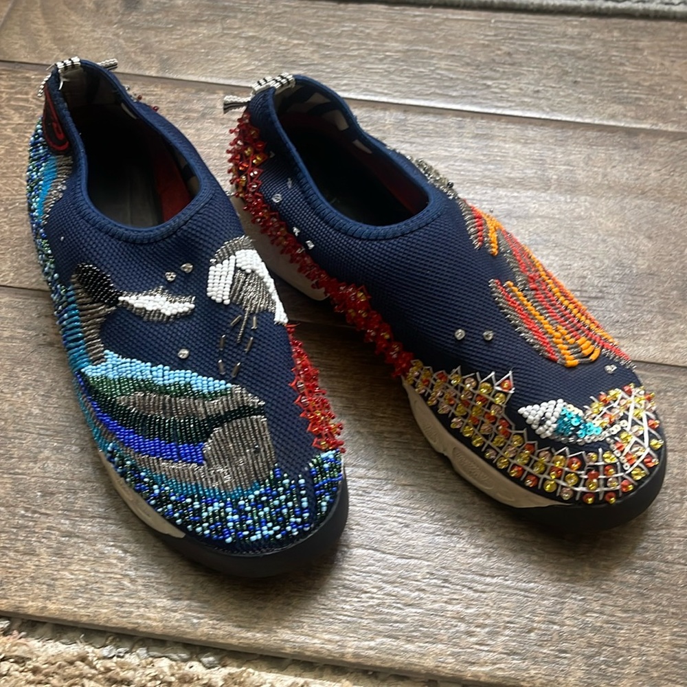 Dior Blue Beaded Fusion Slip Ons